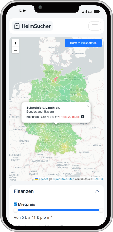 HeimSucher auf Smart Phone